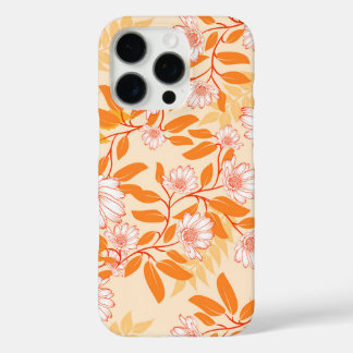 Orange and white floral pattern daisies iPhone 16 pro hoesje