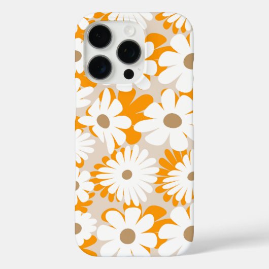 Orange and white floral pattern features daisies Case-Mate iPhone case (Achterkant)