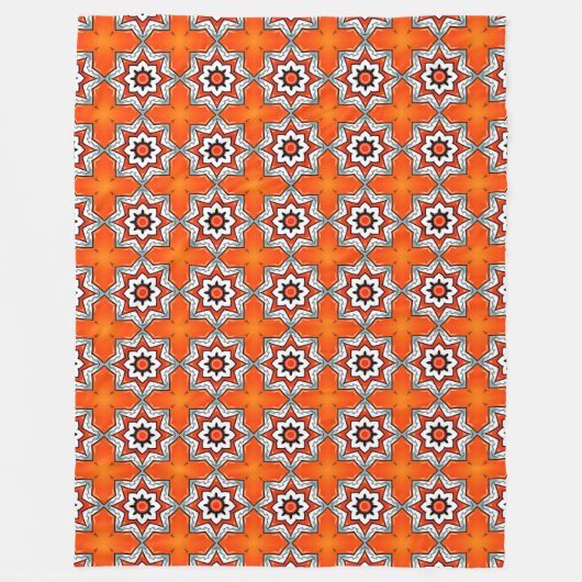 Orange and white geometric mandala pattern Towel Fleece Deken (Voorkant)