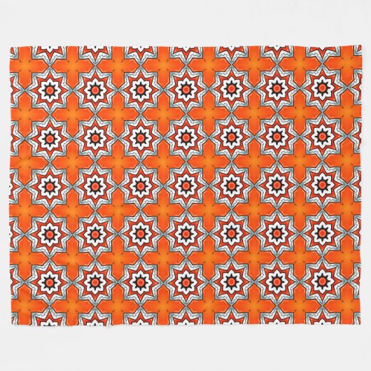 Orange and white geometric mandala pattern Towel Fleece Deken (Voorkant (Horizontaal))