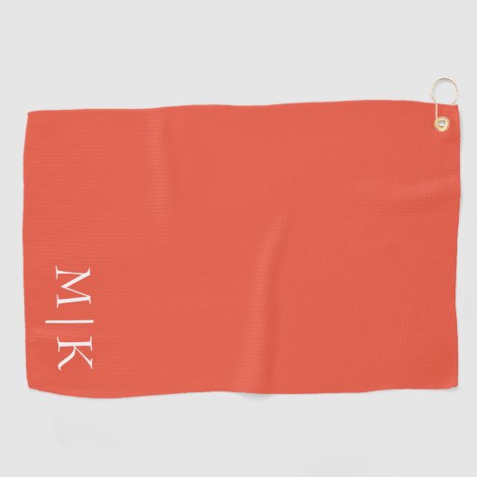 Orange and White | Modern Monogram Golfhanddoek (Horizontaal)