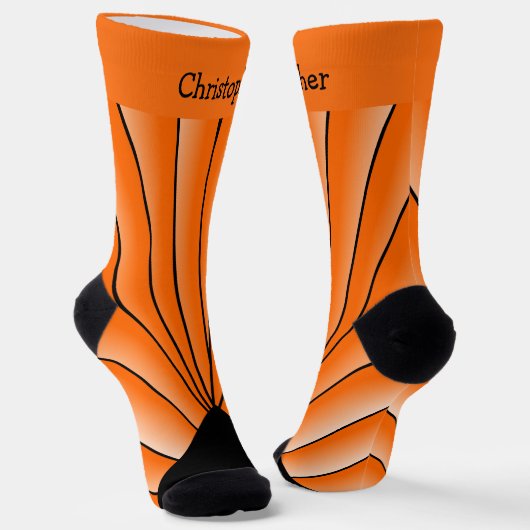 Orange Art Deco Design Socks Sokken (Gebogen)