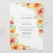 Orange Artistic Blossom Wedding Kaart (Voorkant)
