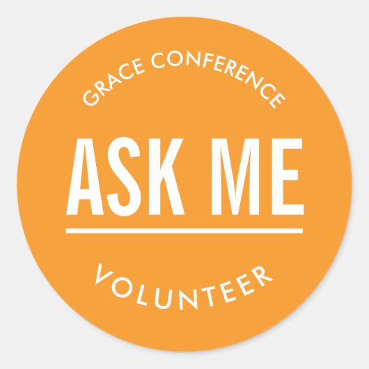 Orange ask me volunteer stickers (Voorkant)