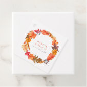 Orange Autumn Leaves Wreath Fall Wedding Bedankjes Labels (In situ)