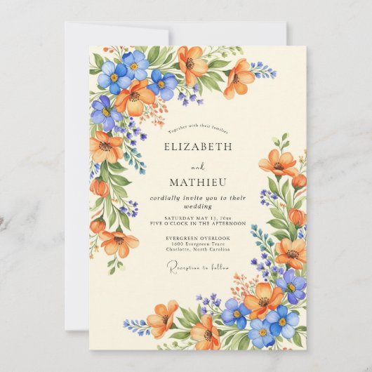 Orange Azure Bountiful Summer Wedding Kaart (Voorkant)