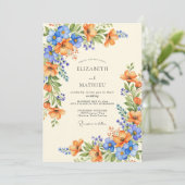 Orange Azure Bountiful Summer Wedding Kaart (Staand voorkant)