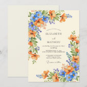 Orange Azure Bountiful Summer Wedding Kaart (Voorkant / Achterkant)