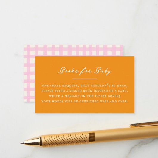 Orange Baby Book Request Informatiekaartje (Voorkant / Achterkant in situ)