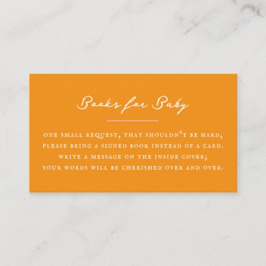 Orange Baby Book Request Informatiekaartje (Voorkant)