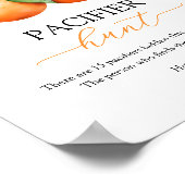 Orange Baby Shower Pacifier Hunt Game Sign Poster (Hoek)