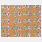 Orange background pink flower pattern fleece deken (Voorkant (Horizontaal))