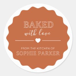 Orange Baked With Love From Scallop Label Sticker