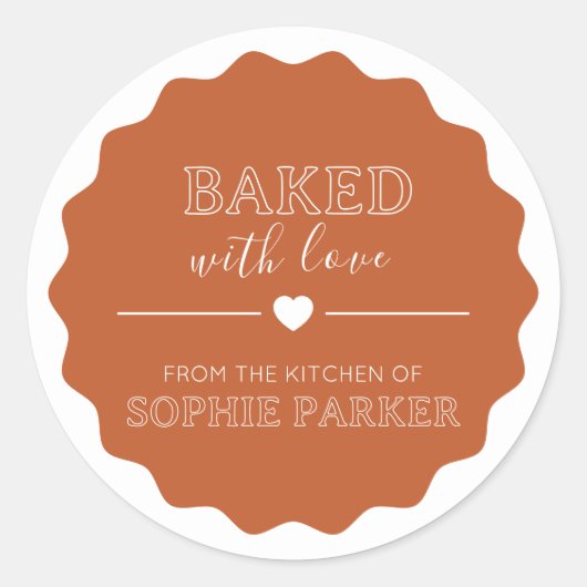 Orange Baked With Love From Scallop Label Sticker (Voorkant)