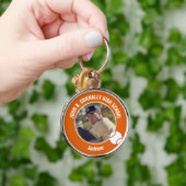 Orange Baseball Player Photo High School Spirit Sleutelhanger (Hand)