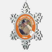 Orange Baseball Player Photo High School Tin Sneeuwvlok Ornament (Rechts)