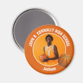 Orange Basketball Player High School Photo Magneet (Voorkant / Achterkant)