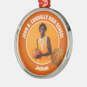 Orange Basketball Player Photo Christmas Metalen Ornament (Links)