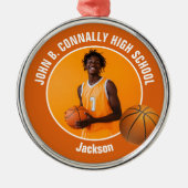 Orange Basketball Player Photo Christmas Metalen Ornament (Voorkant)