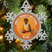 Orange Basketball Player Photo Keepsake Gift Tin Sneeuwvlok Ornament