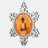 Orange Basketball Player Photo Keepsake Gift Tin Sneeuwvlok Ornament (Rechts)