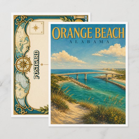 Orange Beach Alabama Perdido Pass GeoSaga Briefkaart (Voorkant / Achterkant)