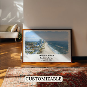 Orange Beach Alabama Poster, Aquarel, Op Maat Poster
