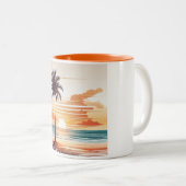 Orange Beach Sketch Mug - Vibrant Coastal Charm Tweekleurige Koffiemok (Voorkant rechts)