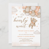 Orange Bear Balloons Baby Shower Kaart (Voorkant)