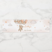 Orange Bear Balloons Baby Shower Waterfles Etiket (Enkel label)