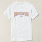Orange + Beige Stripe Navy BRIDESMAID Bachelorette T-shirt (Design voorkant)