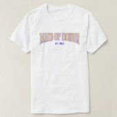 Orange + Beige Stripe Navy MAID OF HONOR  T-shirt (Design voorkant)