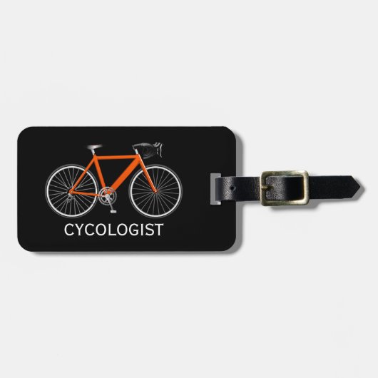 Orange Bicycle On Black Bagagelabel (Voorkant horizontaal)