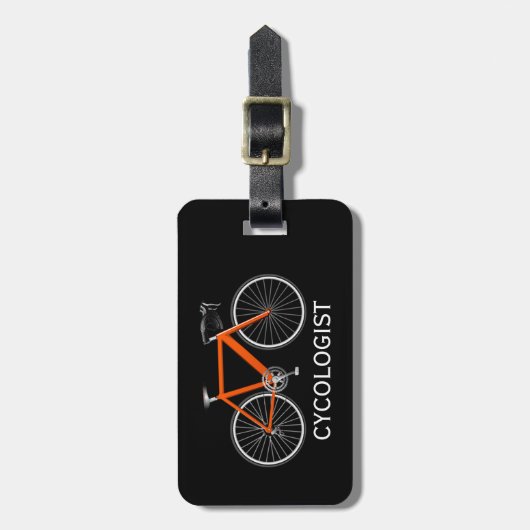 Orange Bicycle On Black Bagagelabel (Voorkant verticaal)