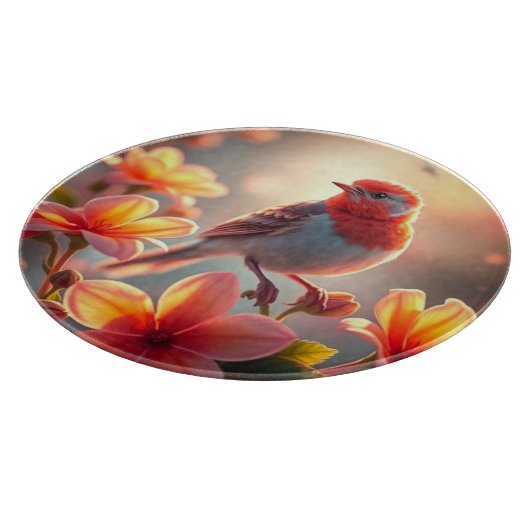 Orange Bird Floral Cutting Board Snijplank (Hoek)