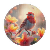 Orange Bird Floral Cutting Board Snijplank (Voorkant)