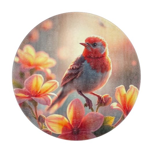 Orange Bird Floral Cutting Board Snijplank (Voorkant)