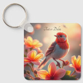 Orange Bird Floral Keychain (Voorkant)