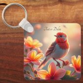 Orange Bird Floral Keychain (Voorkant)