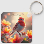 Orange Bird Floral Keychain (Achterkant)