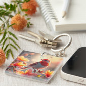 Orange Bird Floral Keychain (Voorkant Rechts)