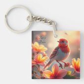 Orange Bird Floral Keychain (voorkant)