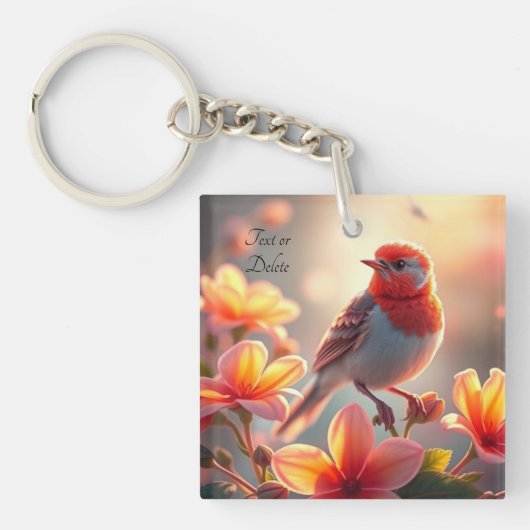 Orange Bird Floral Keychain (voorkant)