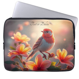 Orange Bird Floral Laptop Sleeve