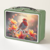 Orange Bird Floral Lunchbox (Voorkant)