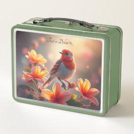 Orange Bird Floral Lunchbox