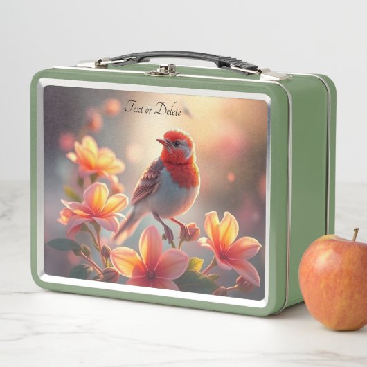 Orange Bird Floral Lunchbox (In situ)