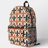 Orange Black Baroque Fleur-de-lis Pattern Design  Bedrukte Rugzak