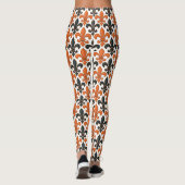 Orange Black Baroque Fleur-de-lis Pattern Design Leggings (Achterkant)