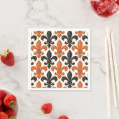 Orange Black Baroque Fleur-de-lis Pattern Design  Servet (Insitu)